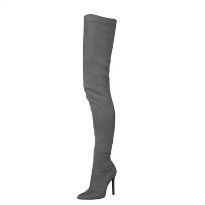 Sexy Boots Boots-Women Female Shoes  2025 Ladies Pointy High Heel Over-the-Knee Rubber Solid Pointed Toe Rome Slip-On Lace-Up Fl