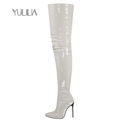 YULILIA 2026 new style pole dance patent leather high heel over knee boots thigh boots woman women's nightclub girl party lady