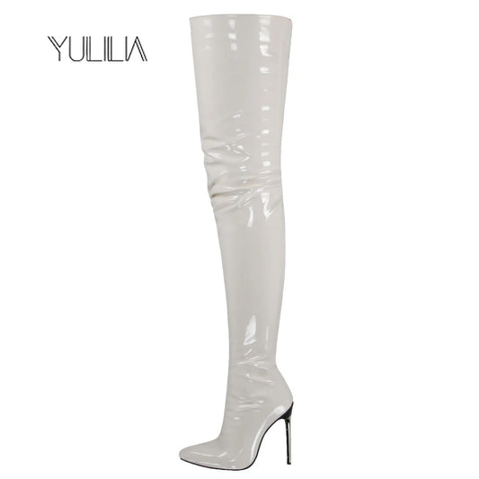 YULILIA 2026 new style pole dance patent leather high heel over knee boots thigh boots woman women's nightclub girl party lady
