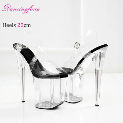 20cm 8Inches Stripper Crossdressing Crystal Transparent Sandals Platform Pole Dancing Wedding Shoes High Heel Lady Fashion Sex