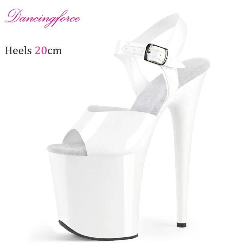 20CM  New Fashion Platform High Heel Sandals For Woman Summer Ankle StrapStiletto Nightclub Model Stage Shoes