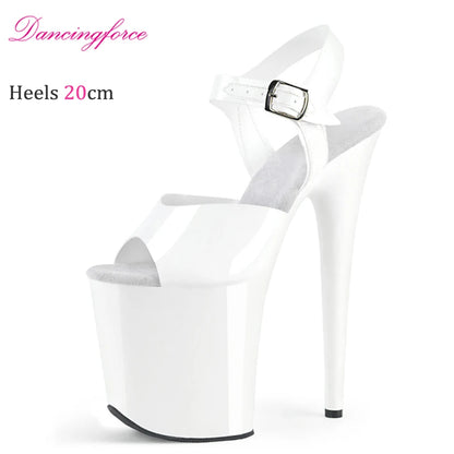 20CM  New Fashion Platform High Heel Sandals For Woman Summer Ankle StrapStiletto Nightclub Model Stage Shoes