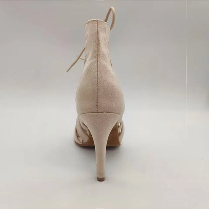Lady Flannel Heel Dance Shoes Woman Ballroom Latino Dance Boots Girls Salsa Dancing Shoes Dancing Women DIY Bar Party Dance Shoe