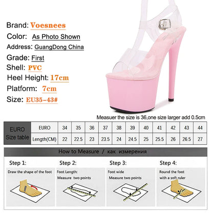 17cm Heels Platform Sandals for Women PVC Women's Sandals  With Heels Exotic Strippers Pole Dance Shoes Nightclub Girls Stiletto