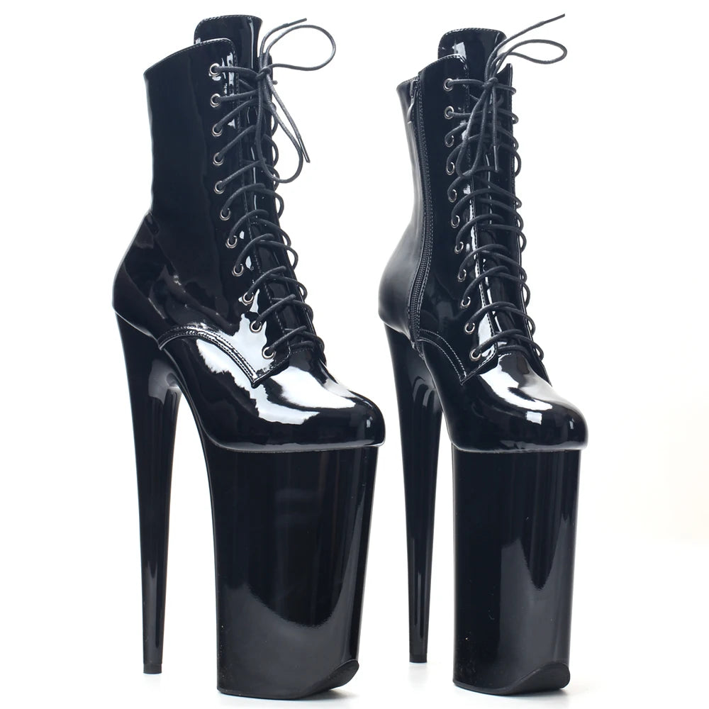 10" Heel And 6 3/4"(26CM) Platform Extreme High Heels Pole Dancing Lace Up Ankle Boots In Stock