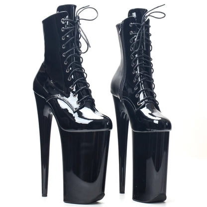 10" Heel And 6 3/4"(26CM) Platform Extreme High Heels Pole Dancing Lace Up Ankle Boots In Stock