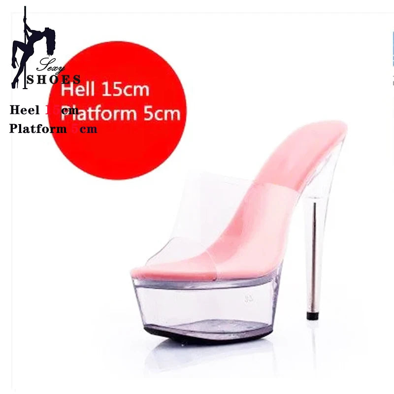 Girls Shoe for Party Club Stripper Heels Women Shoes 2024 Platforms High Heels Sandals Clear Sexy Pole Dance 15cm High Plus Size - Grande Heels