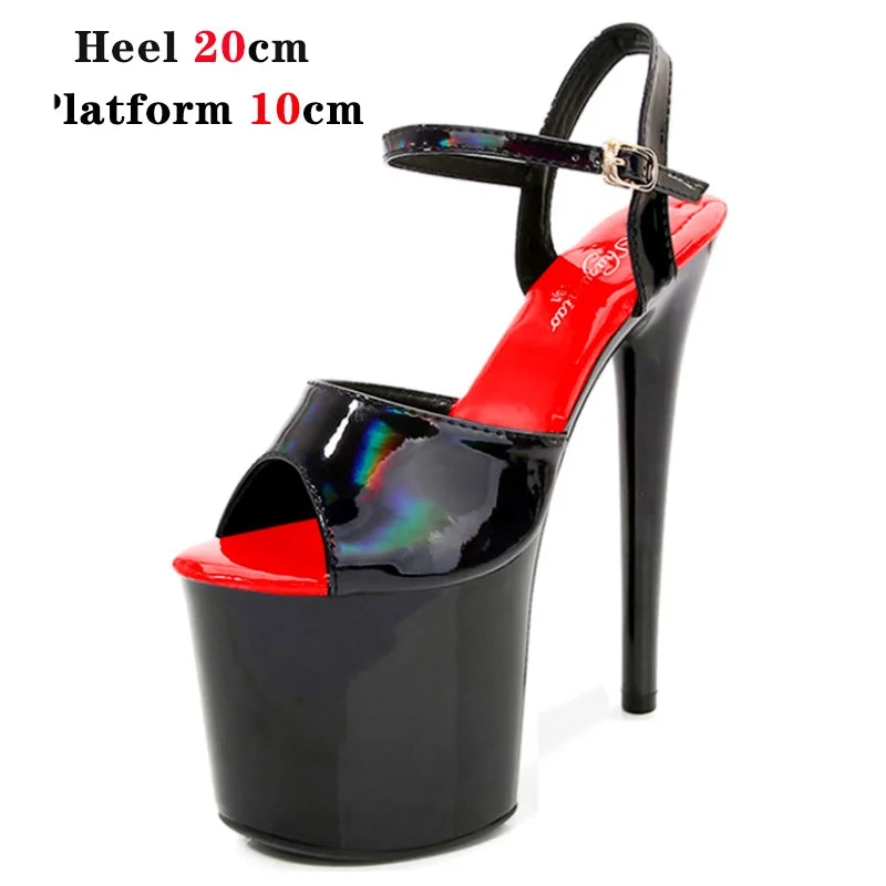Women Shoes Heel Sexy Super High Pole Dance Party High Heels Sandals Platform Wedding Pumps Peep Toe Stripper Heels Silver