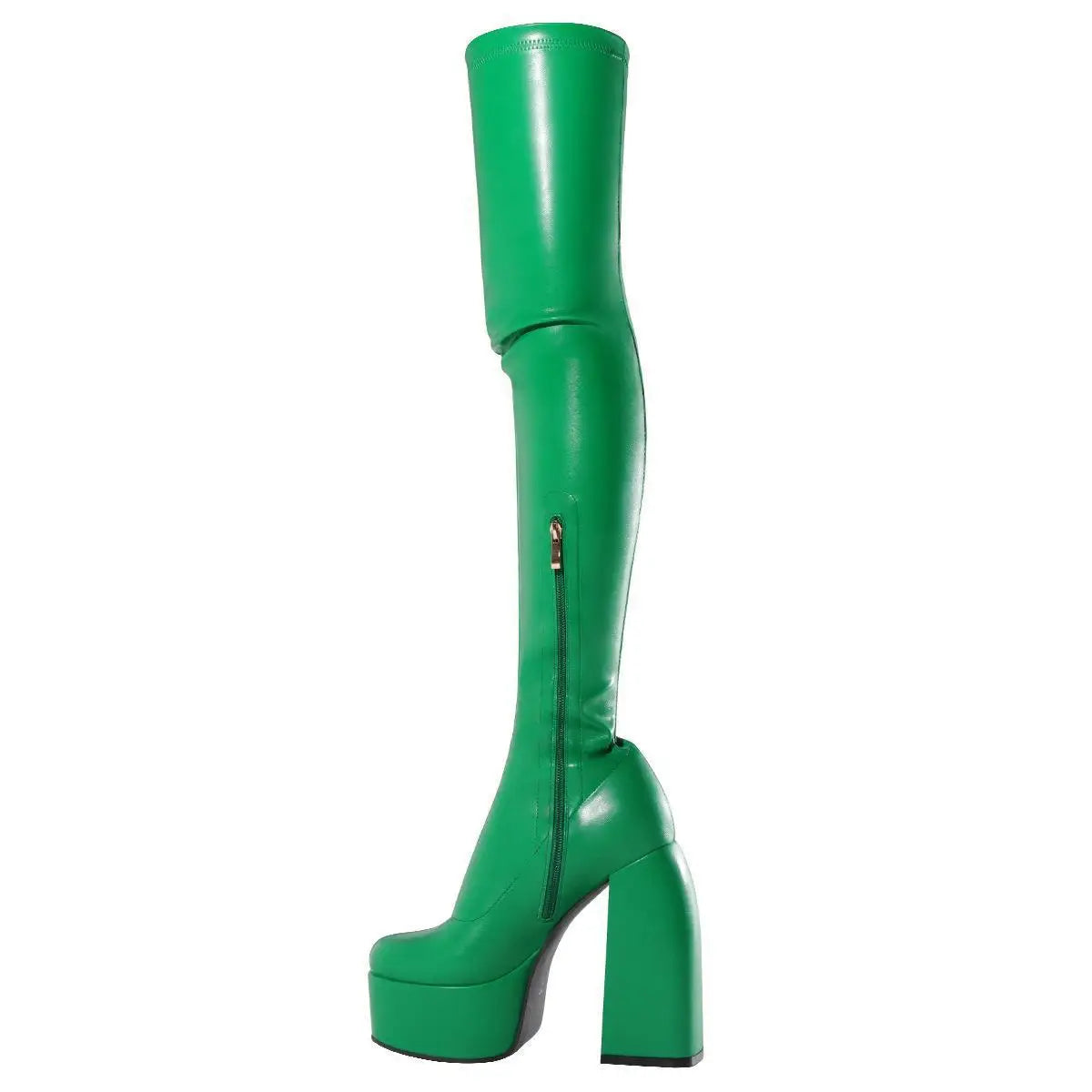 Sexy Ladies Crude Heels Over The Knee Boots for Woman's Round Toe Thin Heels Zipper-Sid Long Botas Mujer 2026 Platform Shoes