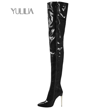 YULILIA 2026 new style pole dance patent leather high heel over knee boots thigh boots woman women's nightclub girl party lady