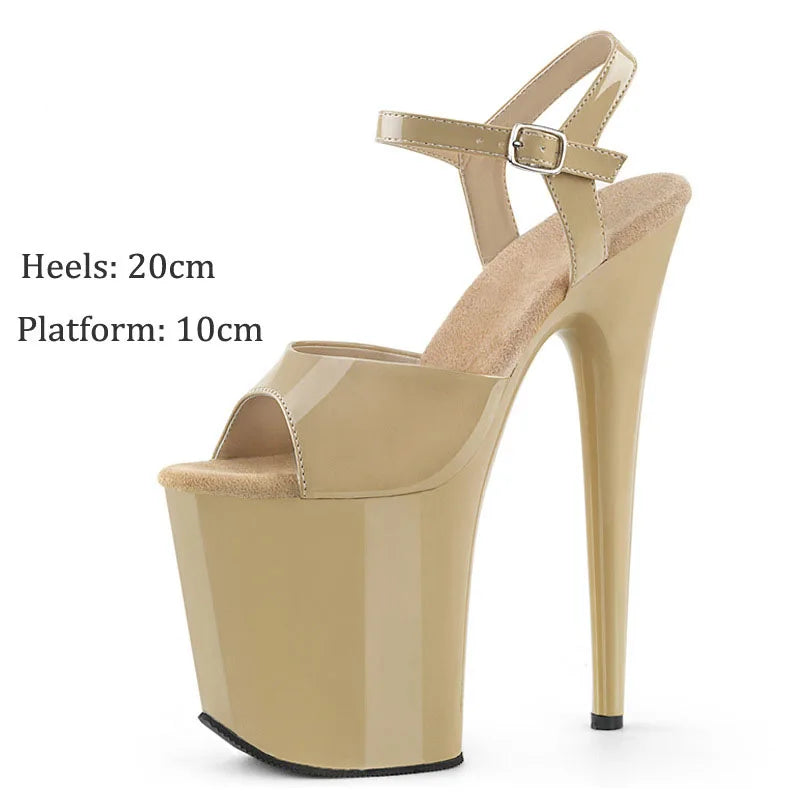 New Rivet Roman Stripping Shoes 8 Inch Heels 20CM Open Toe Platform Exotic Punk Pole Dance Shoes Women Sandals Nightclub banquet
