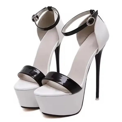 Aneikeh Big Shoe Size 41 42 43 44 45 46 High Heels Sandals Summer Sexy Open Toe Party Dress 16CM Platform Gladiator Women Pumps