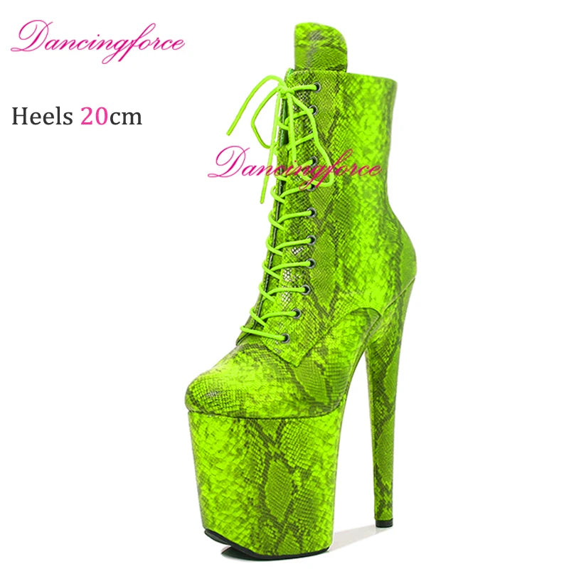 In Stock Sexy 20cm 8' Super High Heels Platform Stripper Ankle Boots Roman Gladiator Pole Dance Shoes Women