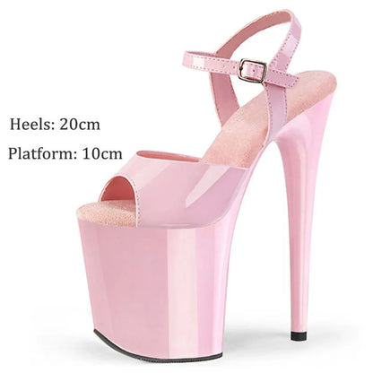 New Rivet Roman Stripping Shoes 8 Inch Heels 20CM Open Toe Platform Exotic Punk Pole Dance Shoes Women Sandals Nightclub banquet