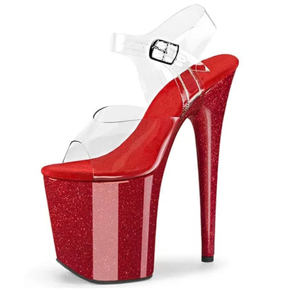 IDEAL MA Catwalk High Heels, 20cm Stage Night Club Sandal, Shining Performance Pole Dancing Shoes
