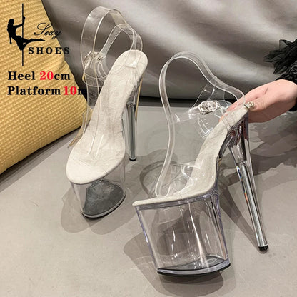Platform sandals Girl shoes 20CM crystal Summer high heels ladies shoes on sale Pole Dance Pumps sandalias de mujer verano