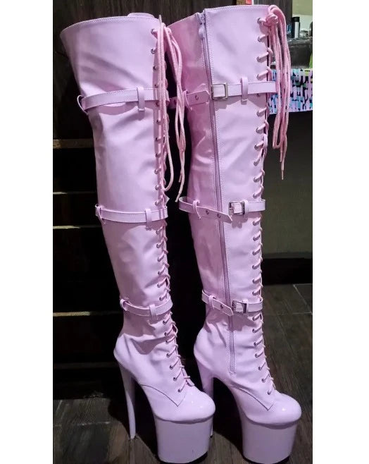 Sexy 23CM Thin Heels Shoes for Woman 9 Inches Fashion Platform Stripper Pumps Pole Dance Over The Knee High Long Boots