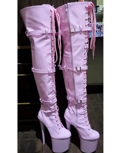Sexy 23CM Thin Heels Shoes for Woman 9 Inches Fashion Platform Stripper Pumps Pole Dance Over The Knee High Long Boots