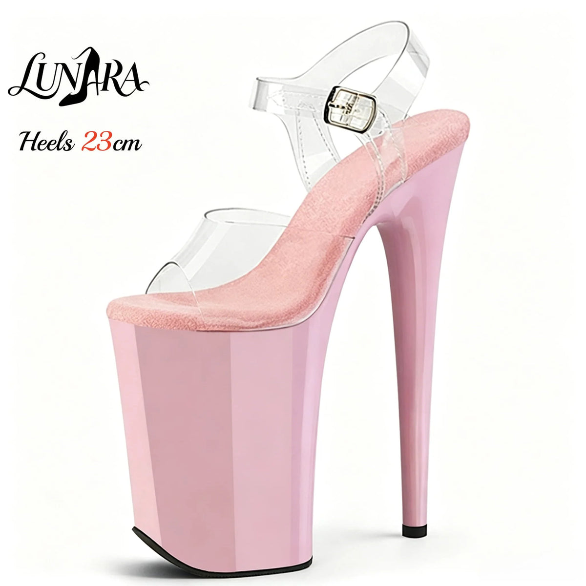 Womens 23cm/9Inch Blue Clear Ankle Strap Buckle Open Toe Platform Stiletto Sandal Stripper  Pole dance Runway Nightclub Raves