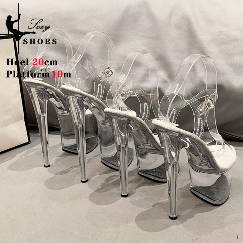 Platform sandals Girl shoes 20CM crystal Summer high heels ladies shoes on sale Pole Dance Pumps sandalias de mujer verano