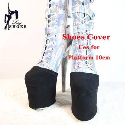 Heel Height 15 17 20 23 26cm Durable Black Shoes Cover Protect Platform Pole Dancing Boots Wear-Resist Protection Cover Sandals