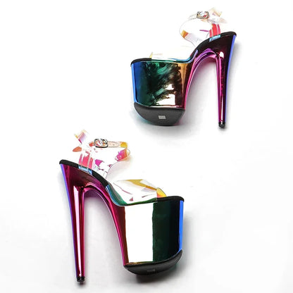 Leecabe 20cm/ 8inches TPU upper  fashion sexy  platform high heel   sandals stripper heel  pole dance shoes