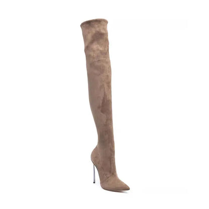 Arden Furtado brown over the knee boots for women stiletto heel fashion Pointed toe Super high boots for Sexy  skinny legs