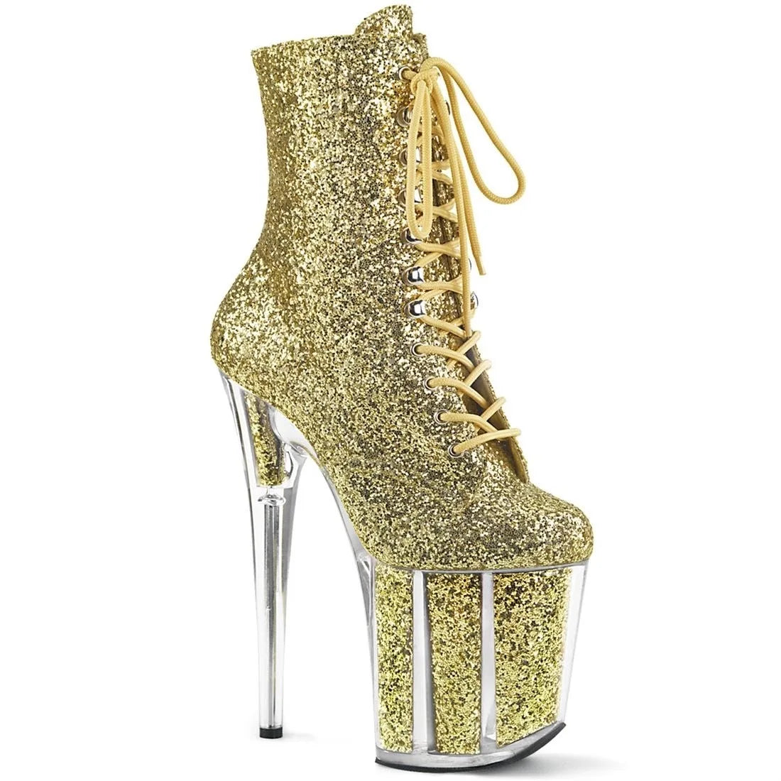 New INS Style 20CM Extreme High Heels Platform Boots Lace Up Sexy Pole Dancing Ankle Boots for Women Side Zip Botas Para Mujer