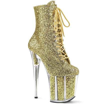 New INS Style 20CM Extreme High Heels Platform Boots Lace Up Sexy Pole Dancing Ankle Boots for Women Side Zip Botas Para Mujer