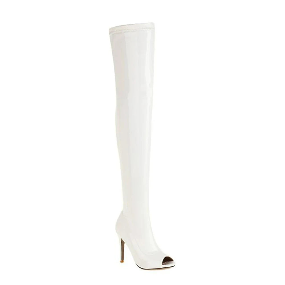 Pole Dance Shoes In High Heels Woman Dancing Boots Fish Mouth Knee High Boots Sexy Boots Ultra-high Steel Tube Dance Shoes