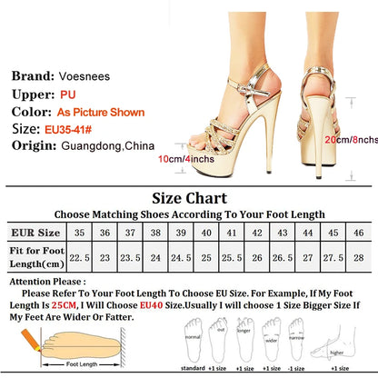 Designer 15CM Stiletto Party Wedding Shoes Fashion Sequin Nightclub Pole Dance Shoes Summer Gold Sandals For Women High Heels