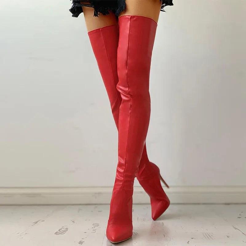 Women Boots New PU Sexy Over The Knee Long Boots Sexy Thin High Heel Boots Platform Women Shoes Zapatos Mujer Botas ladies
