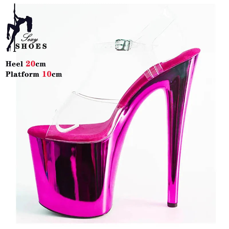 Peep Toe Pole Dance Shoes 8inch Women Stripper Models Show Nightclub Exotic Bride ShoeSexy Fetish 8Inches Dress Platform Sandals