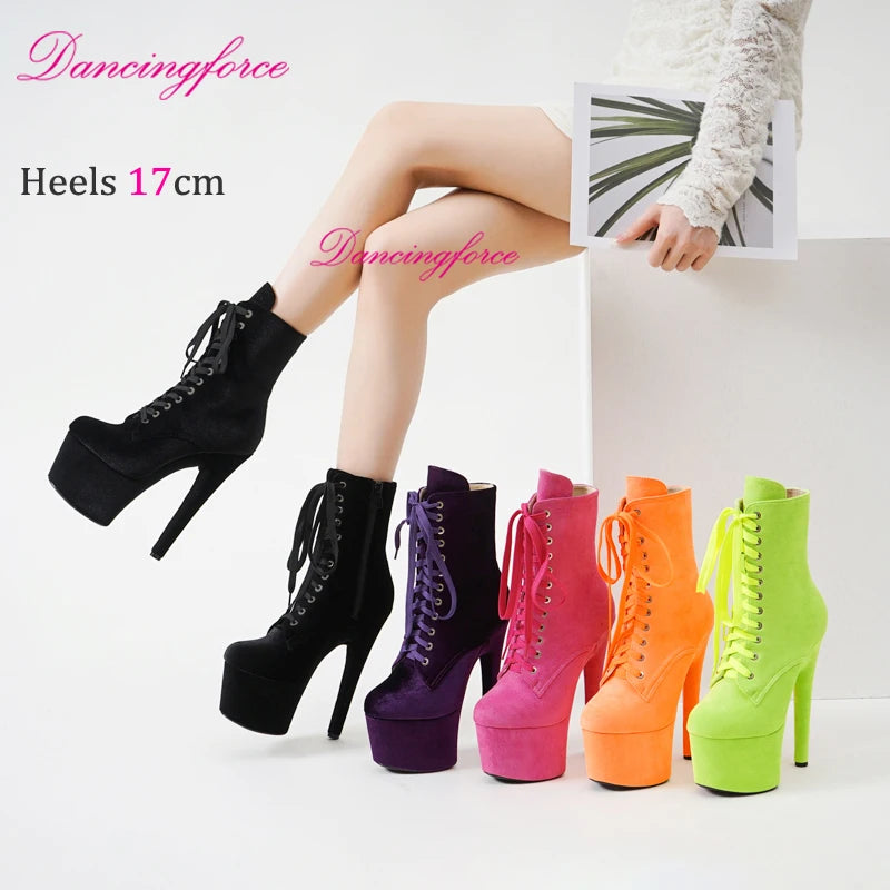 Sexy Pole Dancing Boots17cm/7Inchs Fashion Female High Heel Platform Ankle Boots for Women Shoes Autumn Winter