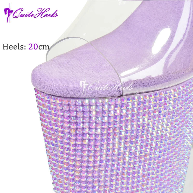 20cm 8Inches Diamond Stripper Pole Dance Shoes Women Sexy Show Crystal High Heels Sandals Party Club Platform High-heeled Shoes
