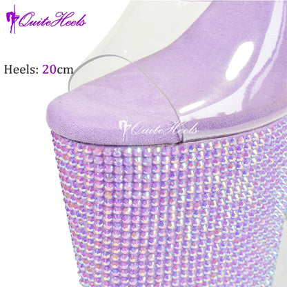 20cm 8Inches Diamond Stripper Pole Dance Shoes Women Sexy Show Crystal High Heels Sandals Party Club Platform High-heeled Shoes