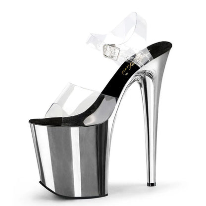 8 Inches High Heels Sexy Fetish transparent Gold 10-12Big Size 20cm Sandals Exotic platform pole Dance Stripper Dress Queen club