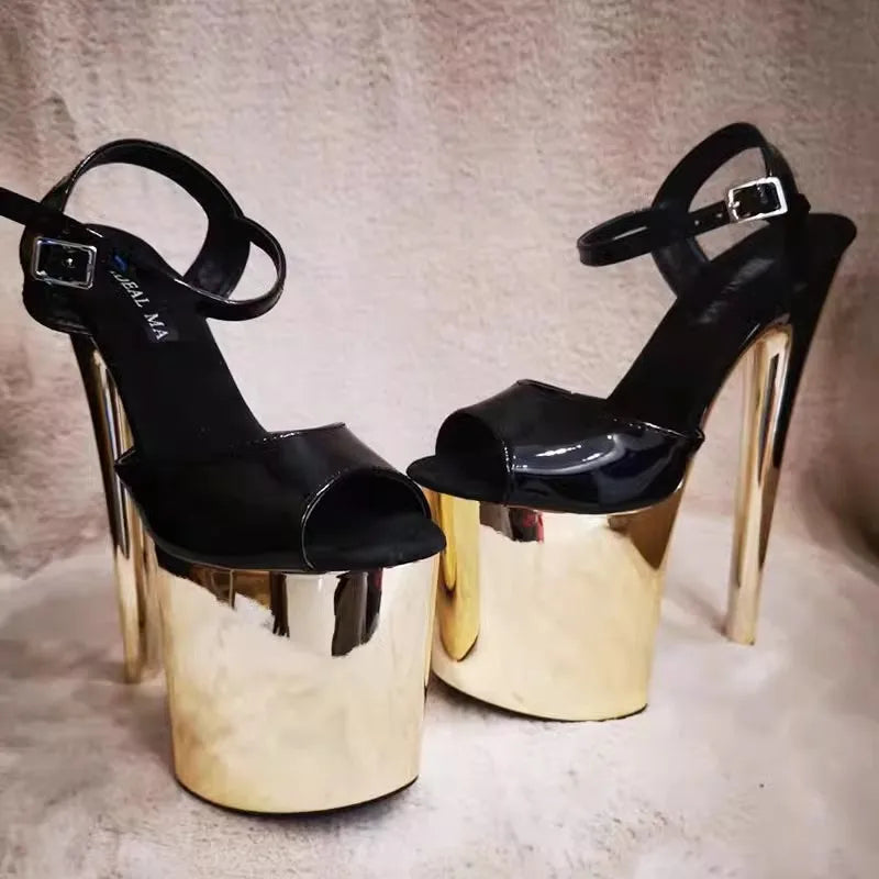 Sexy Fetish 8Inches Dress Platform Sandals Peep Toe Pole Dance Shoes 20cm Women Stripper Models Show Nightclub Exotic Bride Shoe
