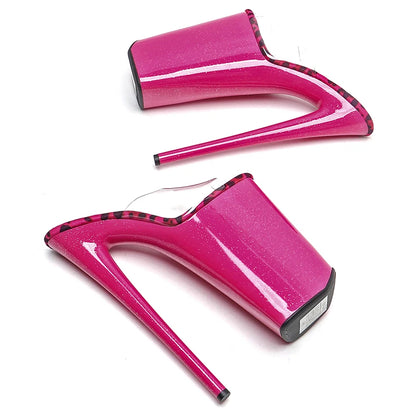 Leecabe  26CM/10inches Clear PVC Upper  sexy exotic High Heel platform party slipper sandals stripper heel  Pole Dance shoes