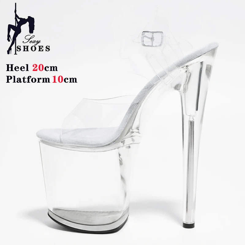 Women's Sandals with Heels Nightclub Dancing Stilettos Heels Crystal Platform Ladies Pole Dancing T-show Model Stripper Shoes