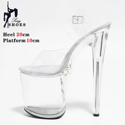Women's Sandals with Heels Nightclub Dancing Stilettos Heels Crystal Platform Ladies Pole Dancing T-show Model Stripper Shoes