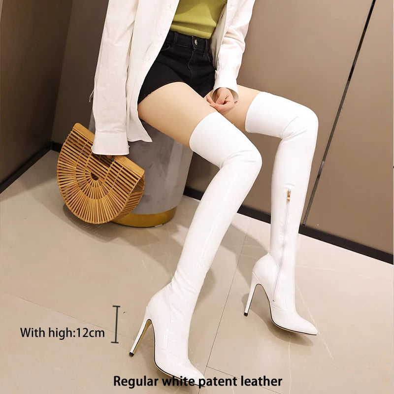 Ods  Sexy Black Over The Knee Boots For Women Side Zip Thigh High Boots Female Shoes Botas Mujer Invierno Female Colors Big43 45