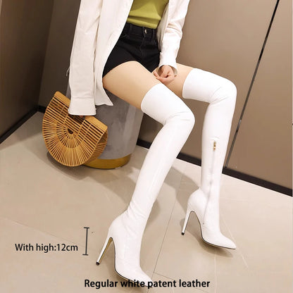 Ods  Sexy Black Over The Knee Boots For Women Side Zip Thigh High Boots Female Shoes Botas Mujer Invierno Female Colors Big43 45