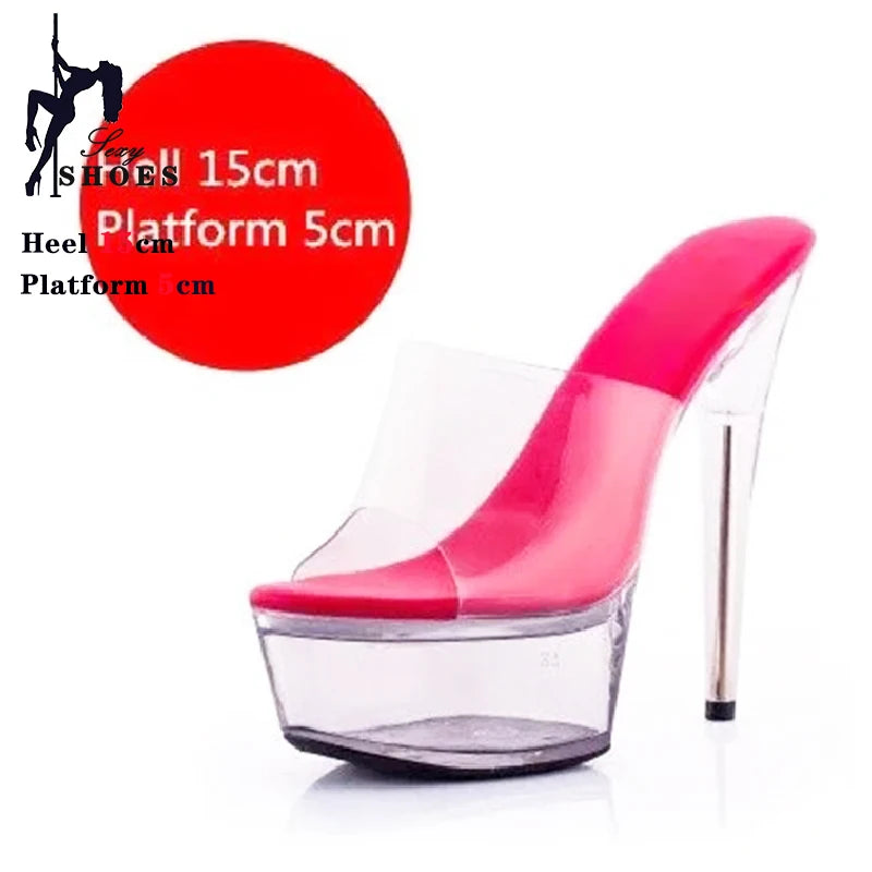 Girls Shoe for Party Club Stripper Heels Women Shoes 2024 Platforms High Heels Sandals Clear Sexy Pole Dance 15cm High Plus Size - Grande Heels