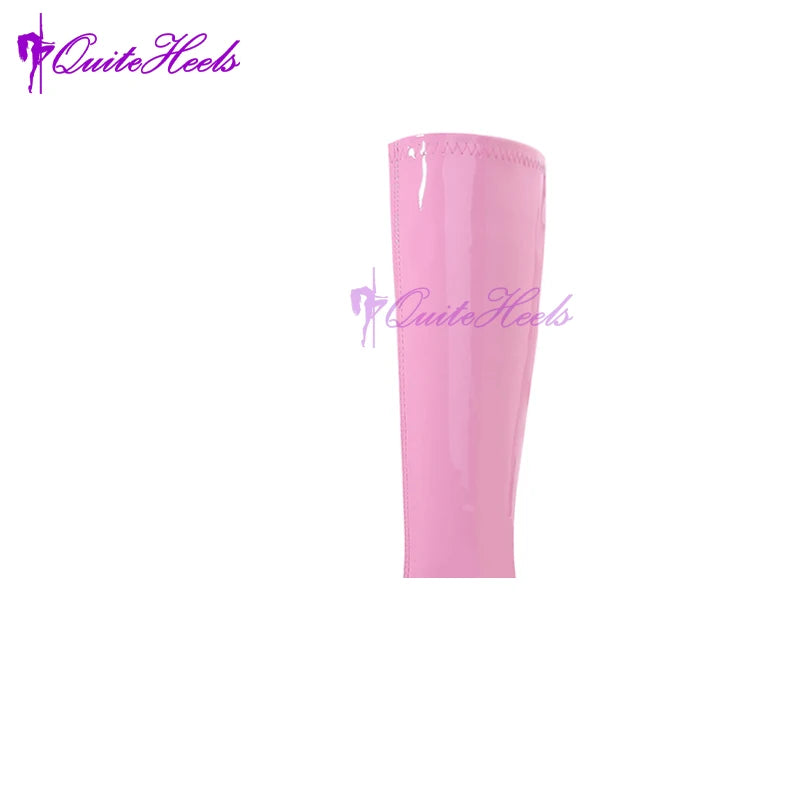 Mixed ColorsExotic Ballet Boots 18CM/7" High Heel Hoof Sole Strange Style Boots Women SM Games Sexy Fetish Ballet Lockable Shoes