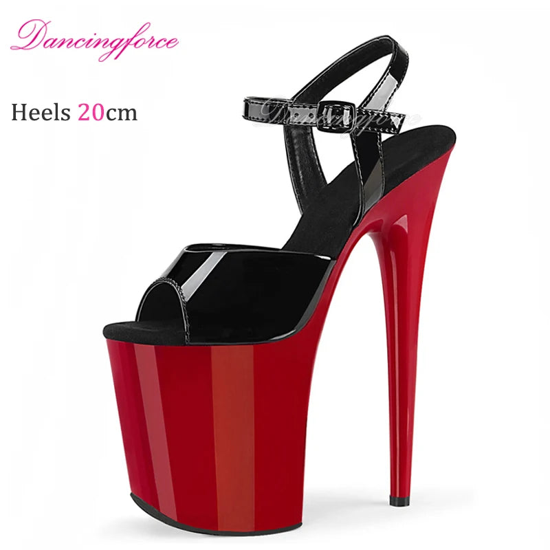 20cm 8Inches Mirror Stripper Platform High Heels Sandals Exotic Heel Pole Dance Shoes Women Open toe