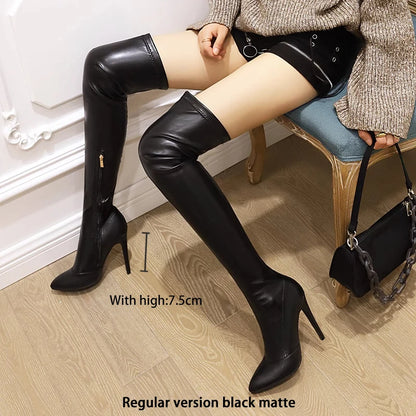 Ods  Sexy Black Over The Knee Boots For Women Side Zip Thigh High Boots Female Shoes Botas Mujer Invierno Female Colors Big43 45