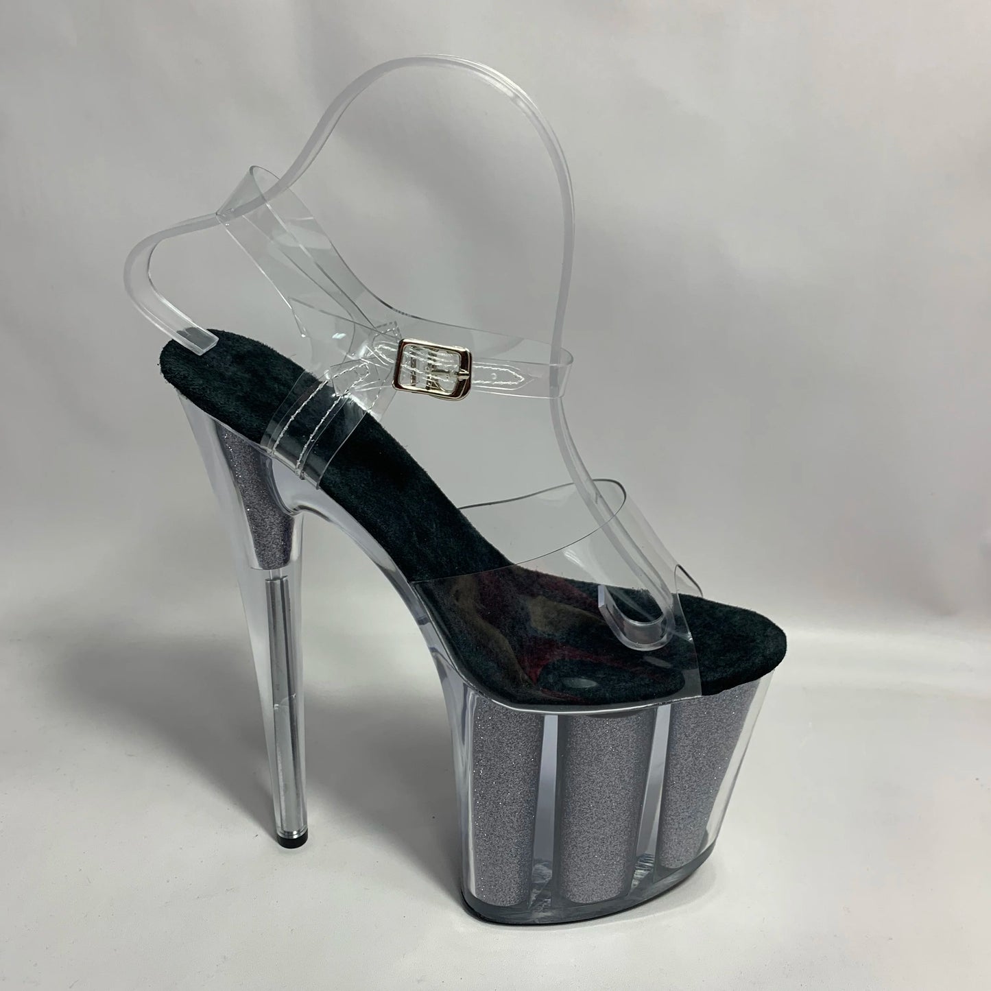 20 cm sexy transparent platform sequined decoration, 8 inch stiletto banquet nightclub shoes/pole dancing model sandals