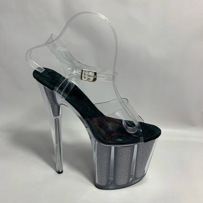 20 cm sexy transparent platform sequined decoration, 8 inch stiletto banquet nightclub shoes/pole dancing model sandals