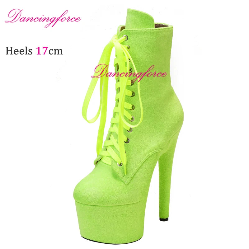 Sexy Pole Dancing Boots17cm/7Inchs Fashion Female High Heel Platform Ankle Boots for Women Shoes Autumn Winter